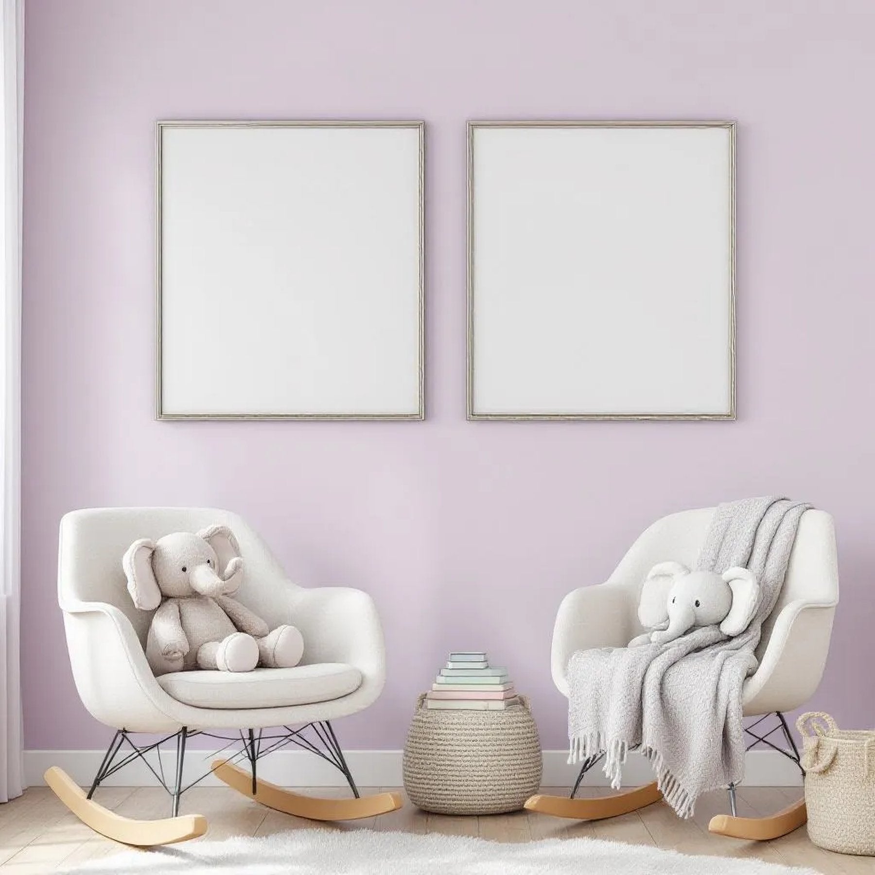 Nursery Editorial Room Mockup — Plain Square Frame Portrait 2:3 — Perspective View — #05111 | MockupBulk
