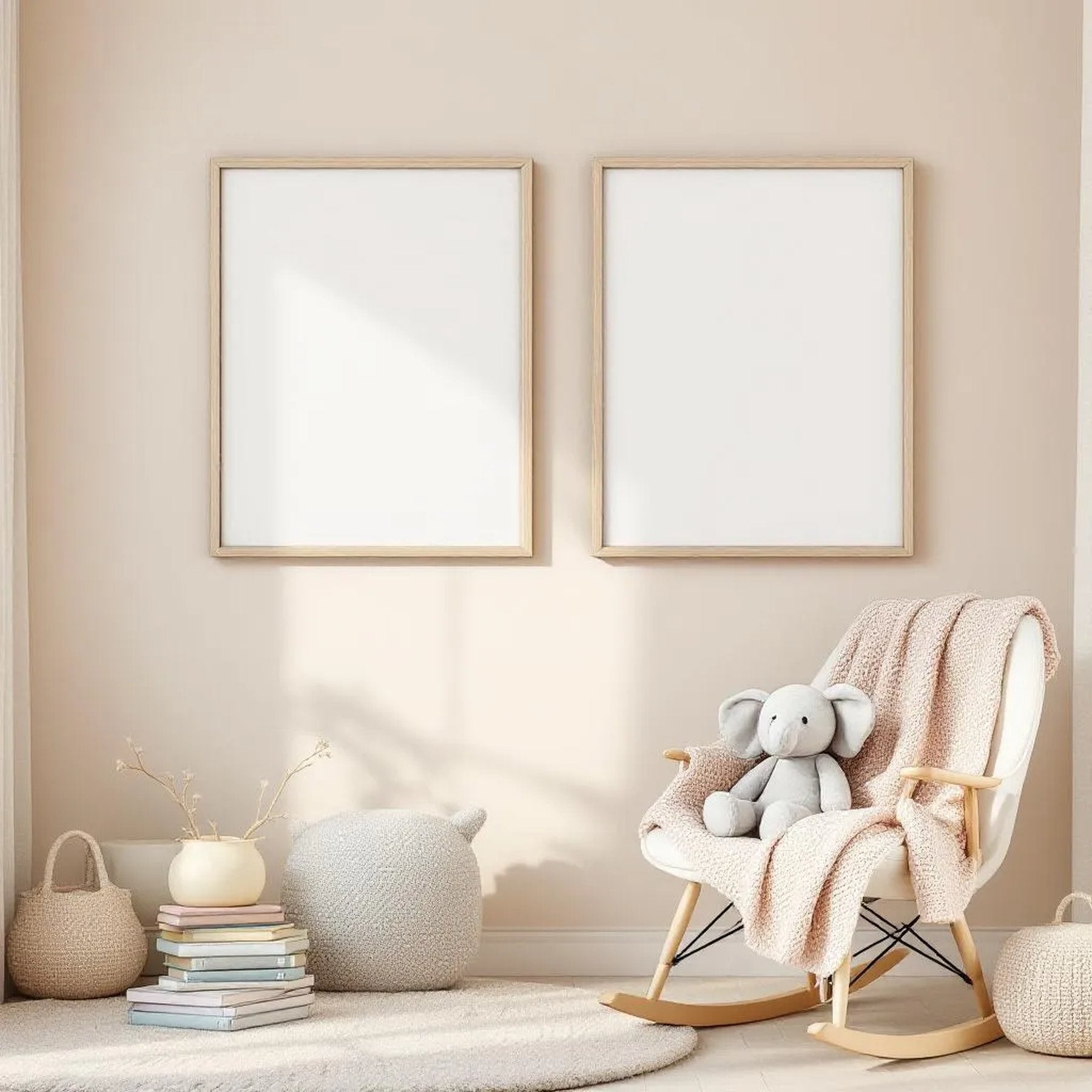 Nursery Professional Frame Mockup — Plain Square Frame Portrait 5:7 — Perspective View — #05112 | MockupBulk