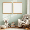 Nursery Lifestyle Frame Mockup — Plain Square Frame Portrait 2:3 — Perspective View — #05113 | MockupBulk