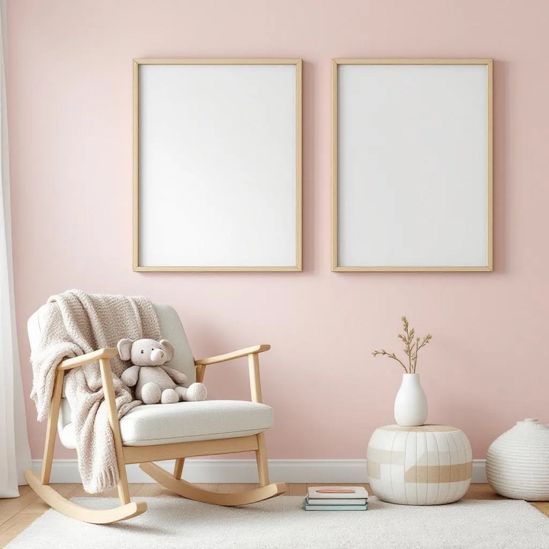 Nursery Wall Art Mockup — Plain Square Frame Portrait 2:3 — Perspective View — #05114 | MockupBulk