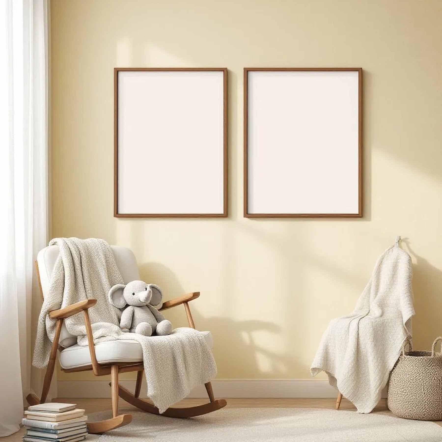 Nursery Interior Frame Mockup — Plain Square Frame Landscape 11x14 — Perspective View — #05115 | MockupBulk