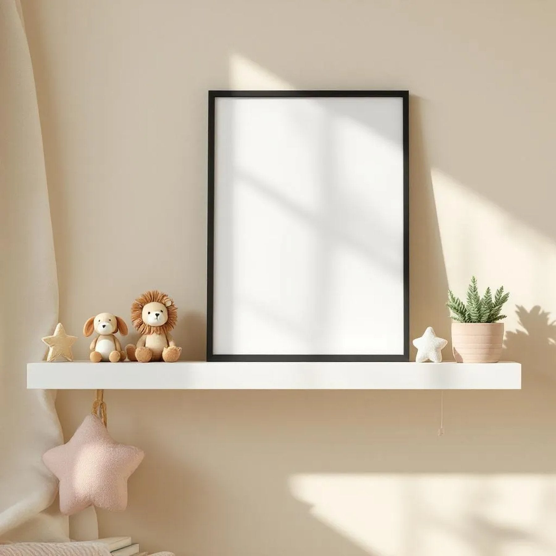 Nursery Styled Room Mockup — Plain Square Frame Landscape 3:4 — Perspective View — #05119 | MockupBulk