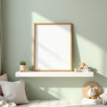 Nursery Room Scene Mockup — Plain Square Frame Portrait 4:5 — Perspective View — #05126 | MockupBulk