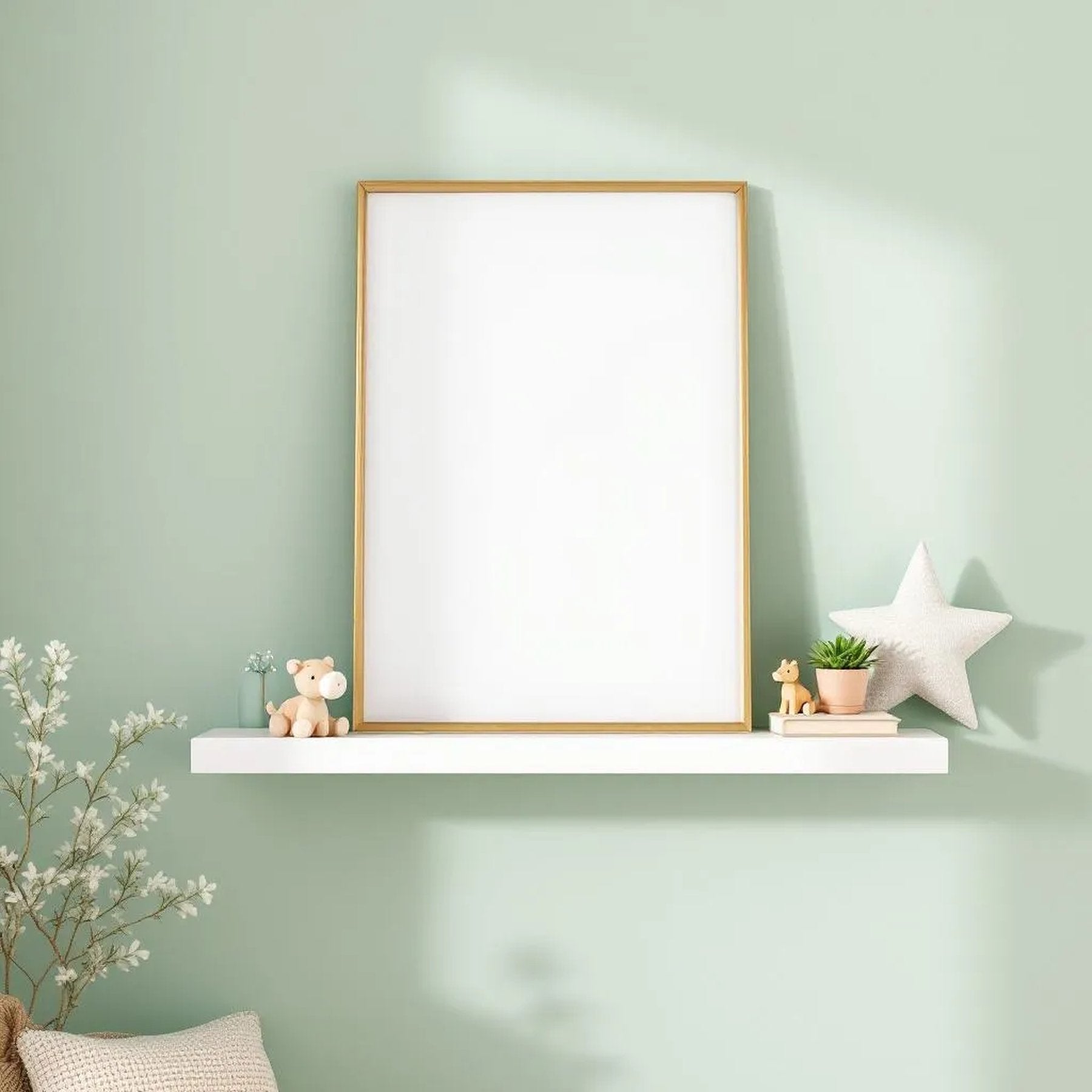 Nursery Lifestyle Frame Mockup — Plain Square Frame Portrait 2:3 — Perspective View — #05131 | MockupBulk