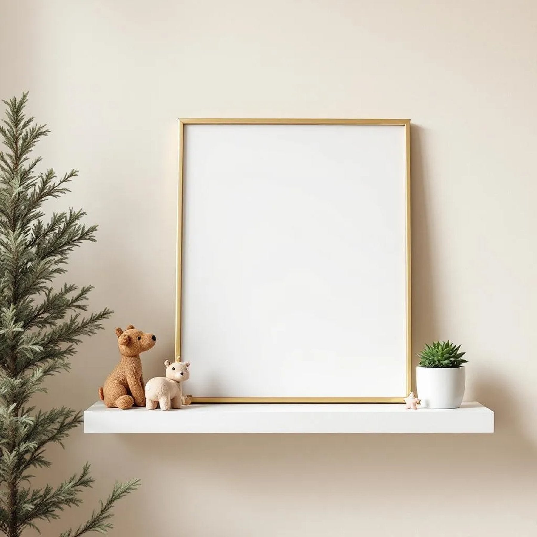 Nursery Interior Frame Mockup — Plain Square Frame Square 1:1 — Perspective View — #05132 | MockupBulk