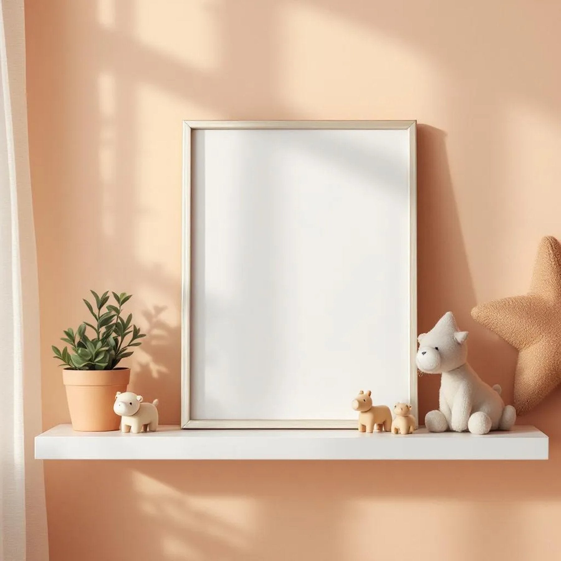 Nursery Professional Frame Mockup — Plain Square Frame Portrait 2:3 — Perspective View — #05134 | MockupBulk
