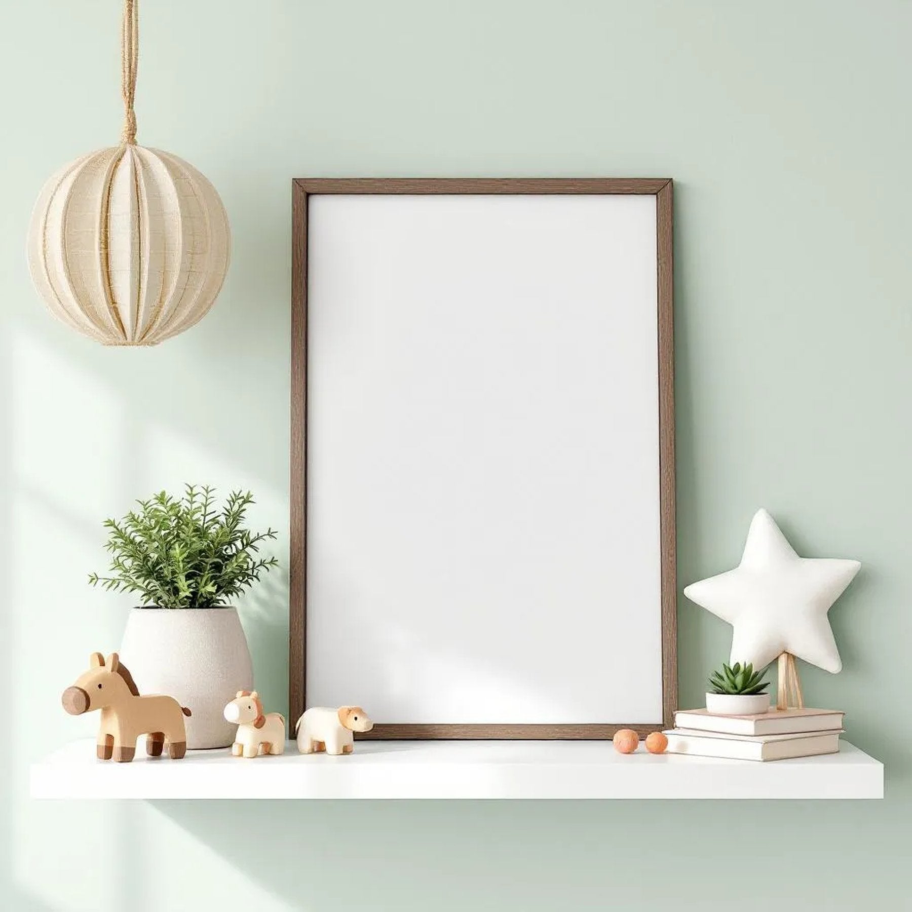 Nursery Interior Frame Mockup — Plain Square Frame Portrait 2:3 — Perspective View — #05139 | MockupBulk