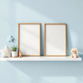 Nursery Room Scene Mockup — Plain Square Frame Portrait 4:5 — Perspective View — #05148 | MockupBulk