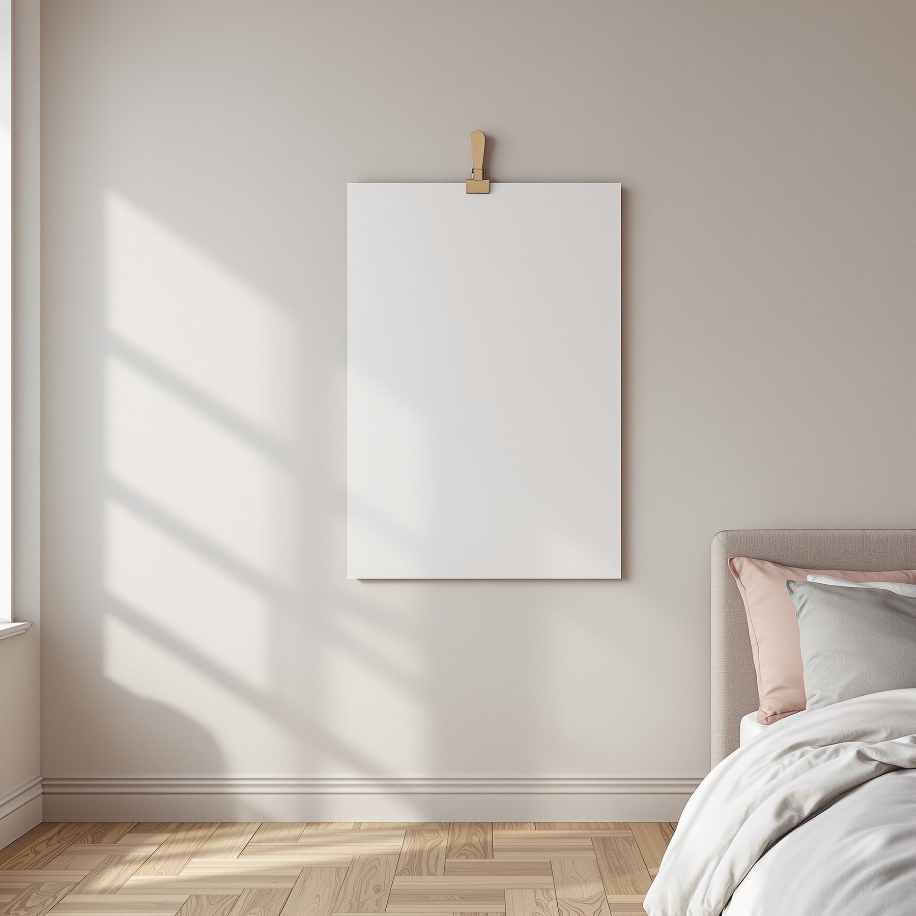 White Bedroom A3 Clipped Poster Mockup, Blank Template #00375 | bulkmockup A3 Template | JPG Instant Download | For Etsy POD | MockupBulk