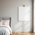 White Bedroom High-Res Frame Mockup — Plain Square Frame Portrait 2:3 — Perspective View — #03285 | MockupBulk