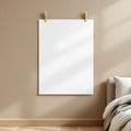 White Bedroom Interior Frame Mockup — Plain Square Frame Portrait 5:7 — Perspective View — #03286 | MockupBulk
