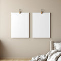 White Bedroom Frame Display Mockup — Plain Square Frame Portrait 2:3 — Perspective View — #03287 | MockupBulk