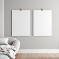 White Bedroom Room Scene Mockup — Plain Square Frame Portrait 2:3 — Perspective View — #03288 | MockupBulk