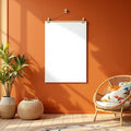 Boho Living Room A3 Clipped Poster Mockup | Blank Template #00379 | A3 Print Mockup | Instant Download | bulkmockup | Commercial Licence | MockupBulk