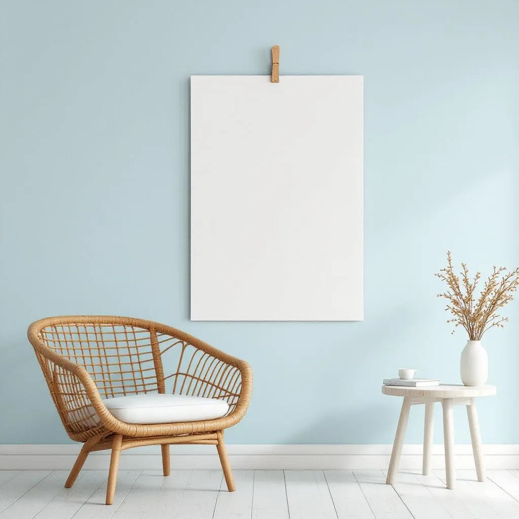 Coastal Lifestyle Frame Mockup — Plain Square Frame Landscape 3:4 — Perspective View — #03365 | MockupBulk