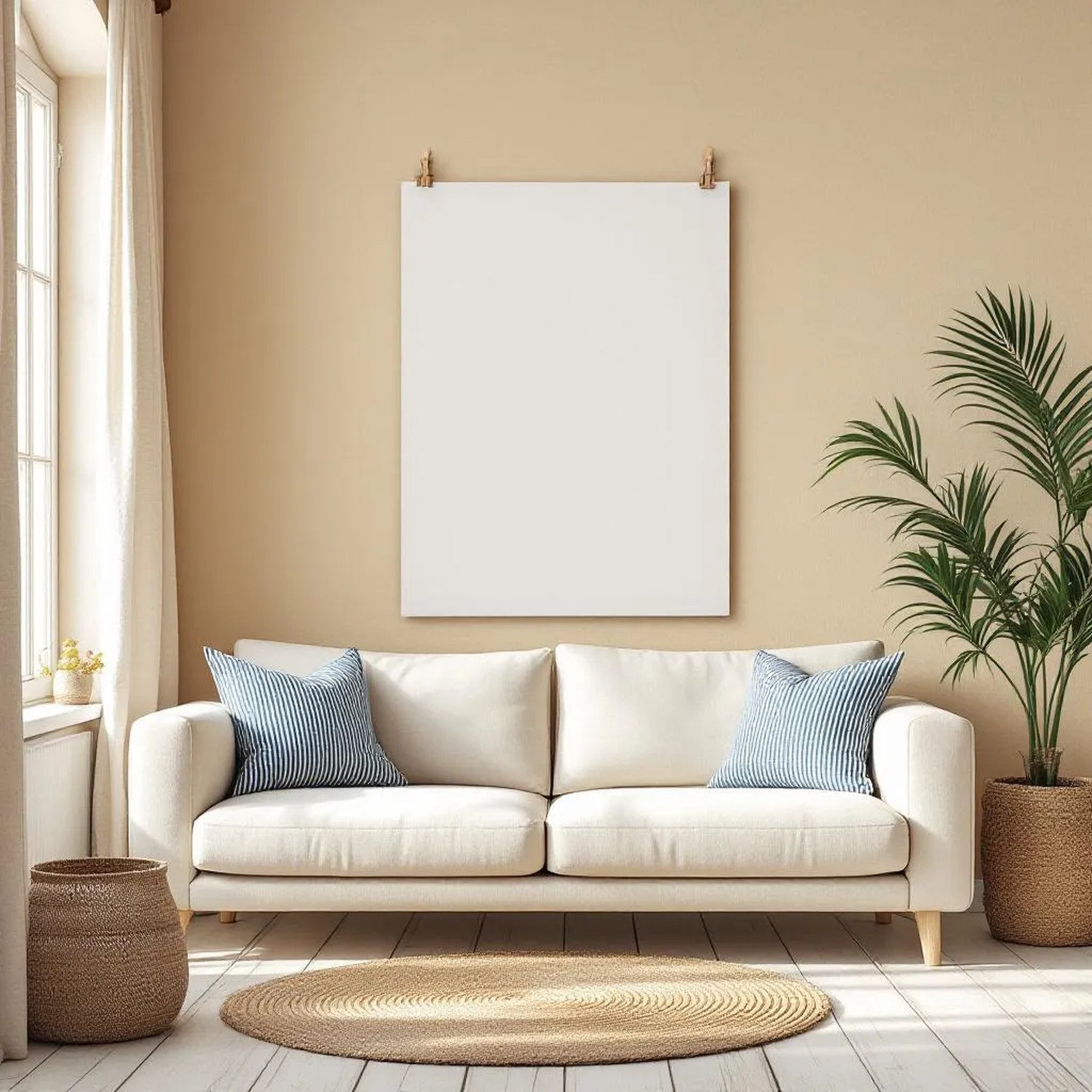 Coastal High-Res Frame Mockup — Plain Square Frame Portrait 2:3 — Perspective View — #03366 | MockupBulk