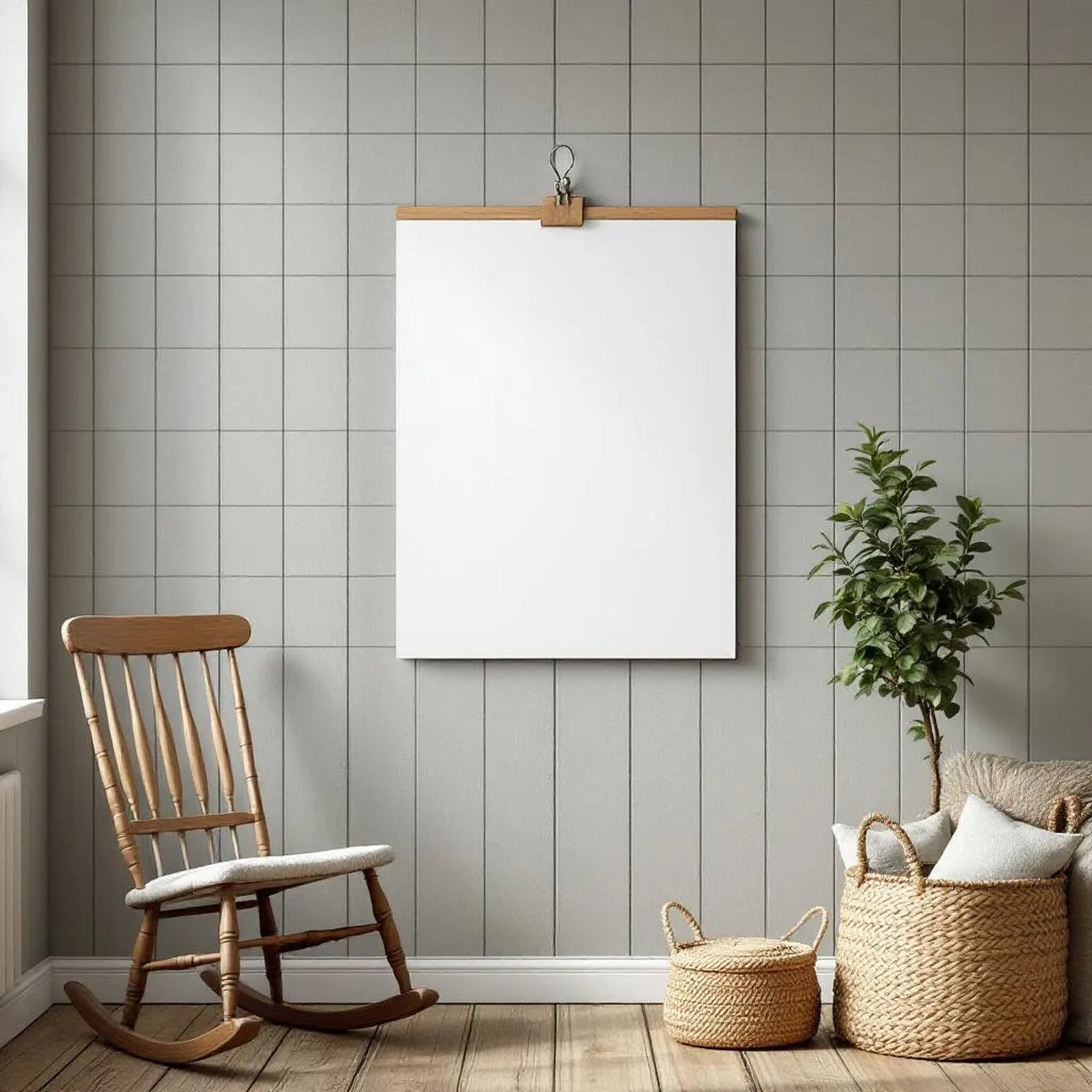 Farmhouse Lifestyle Frame Mockup — Plain Square Frame Portrait 2:3 — Perspective View — #03324 | MockupBulk