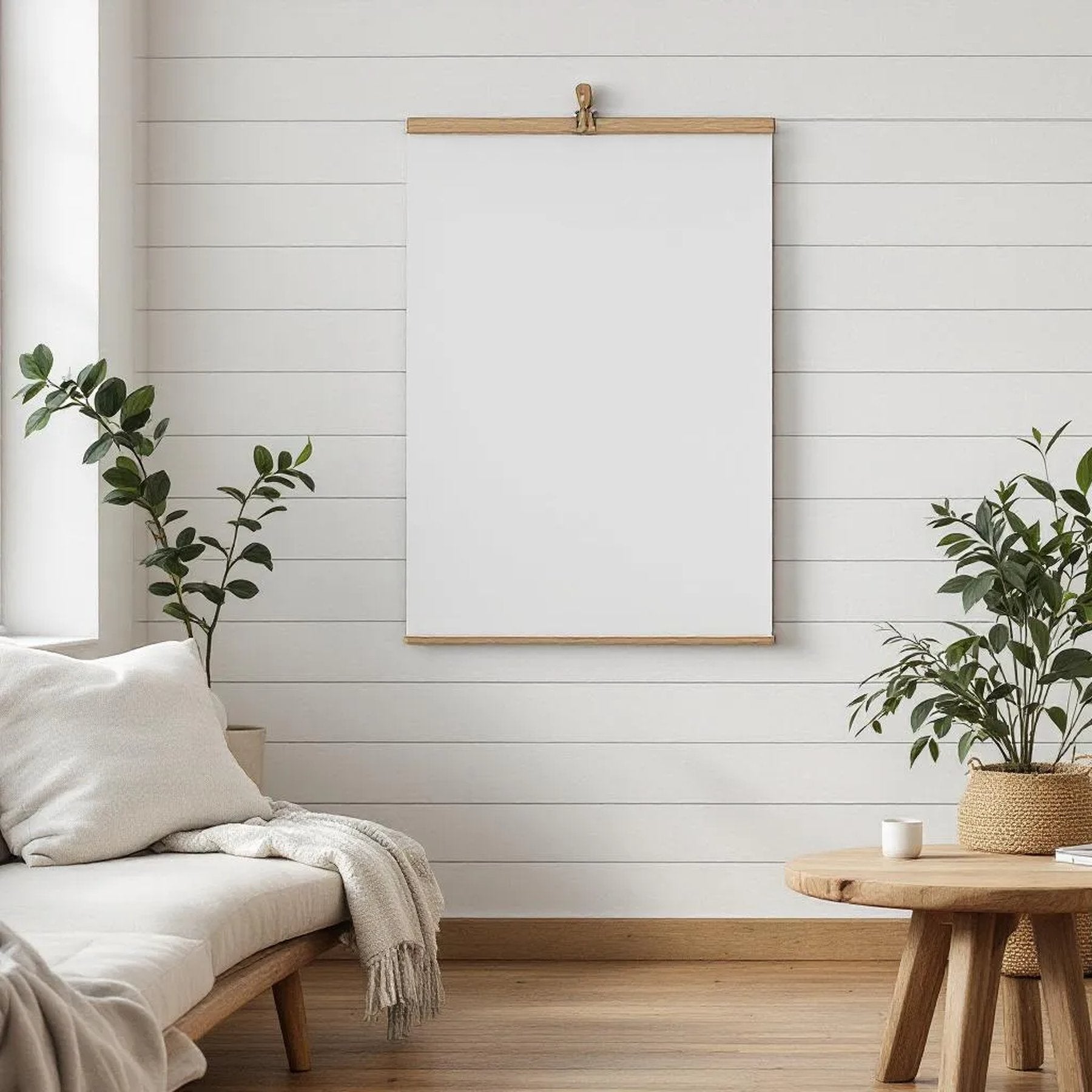 Farmhouse Room Scene Mockup — Plain Square Frame Portrait 2:3 — Perspective View — #03325 | MockupBulk