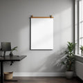 Home Office Wall Art Mockup — Plain Square Frame Portrait 5:7 — Perspective View — #03264 | MockupBulk