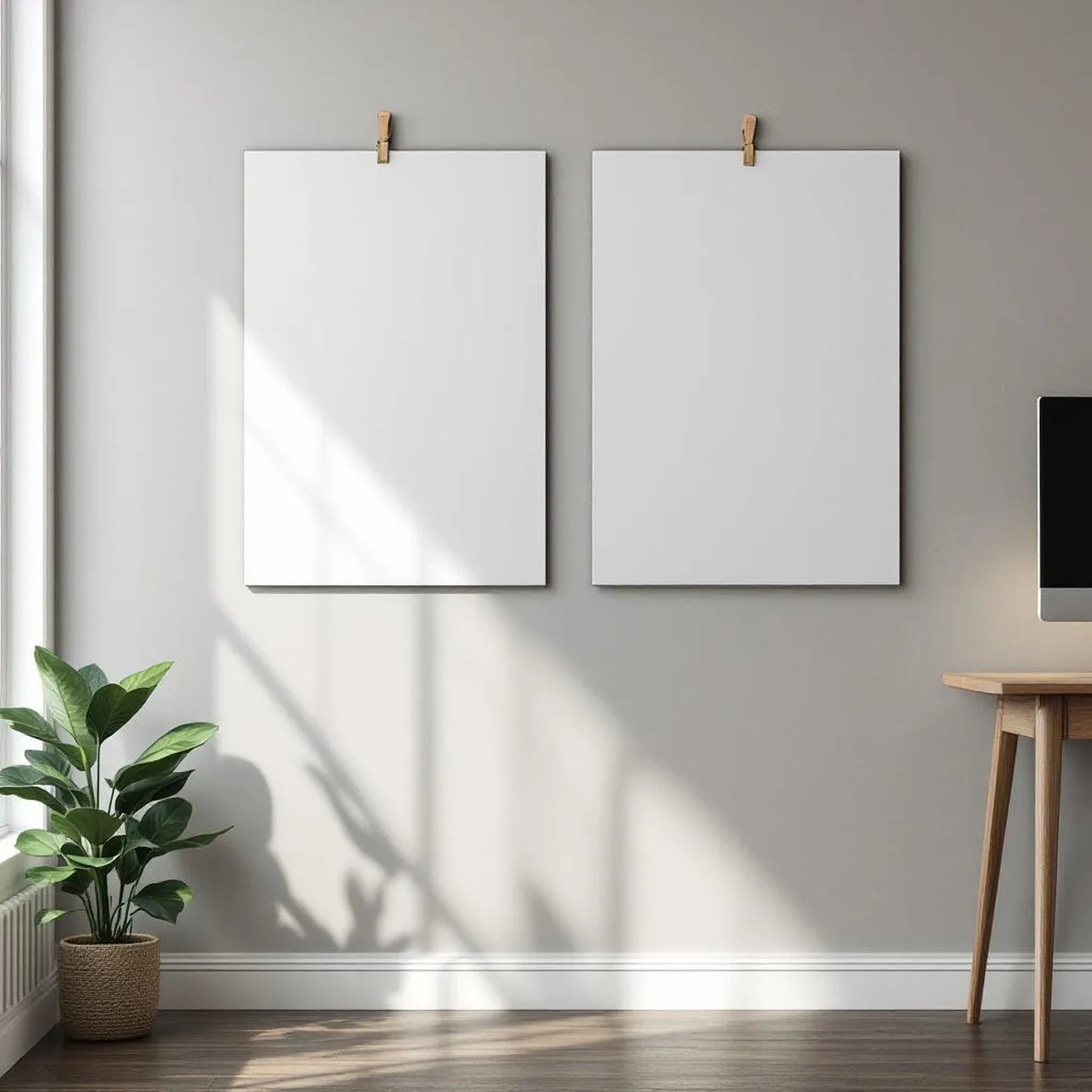 Home Office Professional Frame Mockup — Plain Square Frame Portrait 2:3 — Perspective View — #03267 | MockupBulk