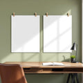 Home Office Professional Frame Mockup — Plain Square Frame Portrait 2:3 — Perspective View — #03268 | MockupBulk