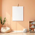 Kids Room Professional Frame Mockup — Plain Square Frame Portrait 2:3 — Perspective View — #03224 | MockupBulk