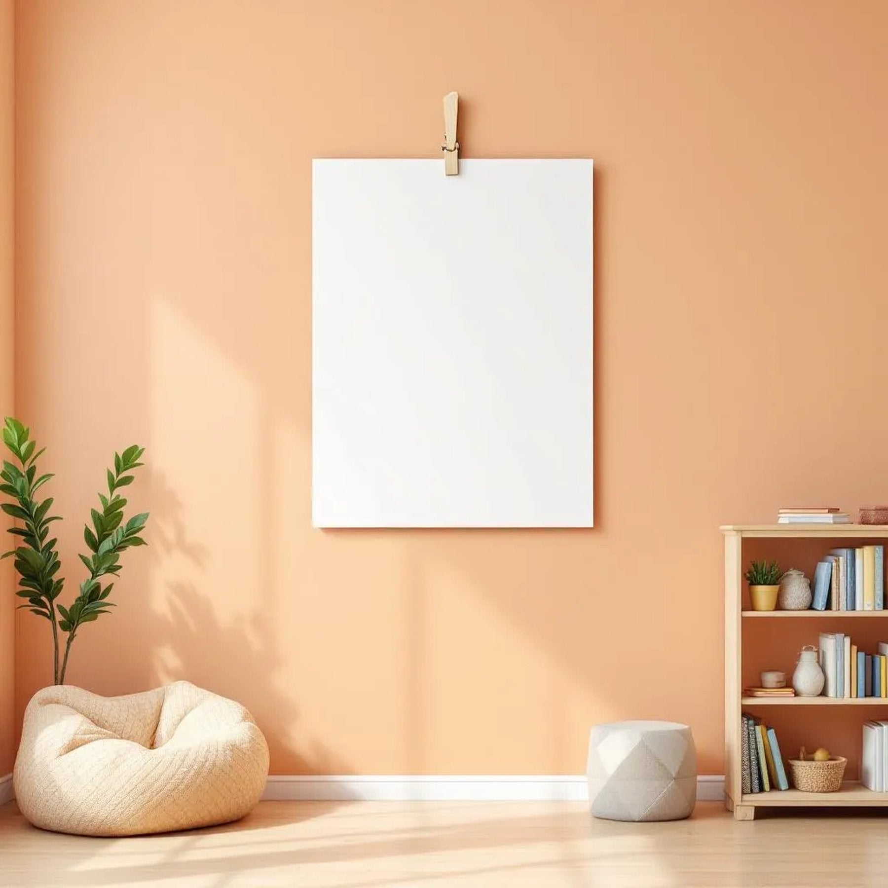 Kids Room Professional Frame Mockup — Plain Square Frame Portrait 2:3 — Perspective View — #03224 | MockupBulk