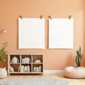 Kids Room Frame Display Mockup — Plain Square Frame Portrait 2:3 — Perspective View — #03227 | MockupBulk