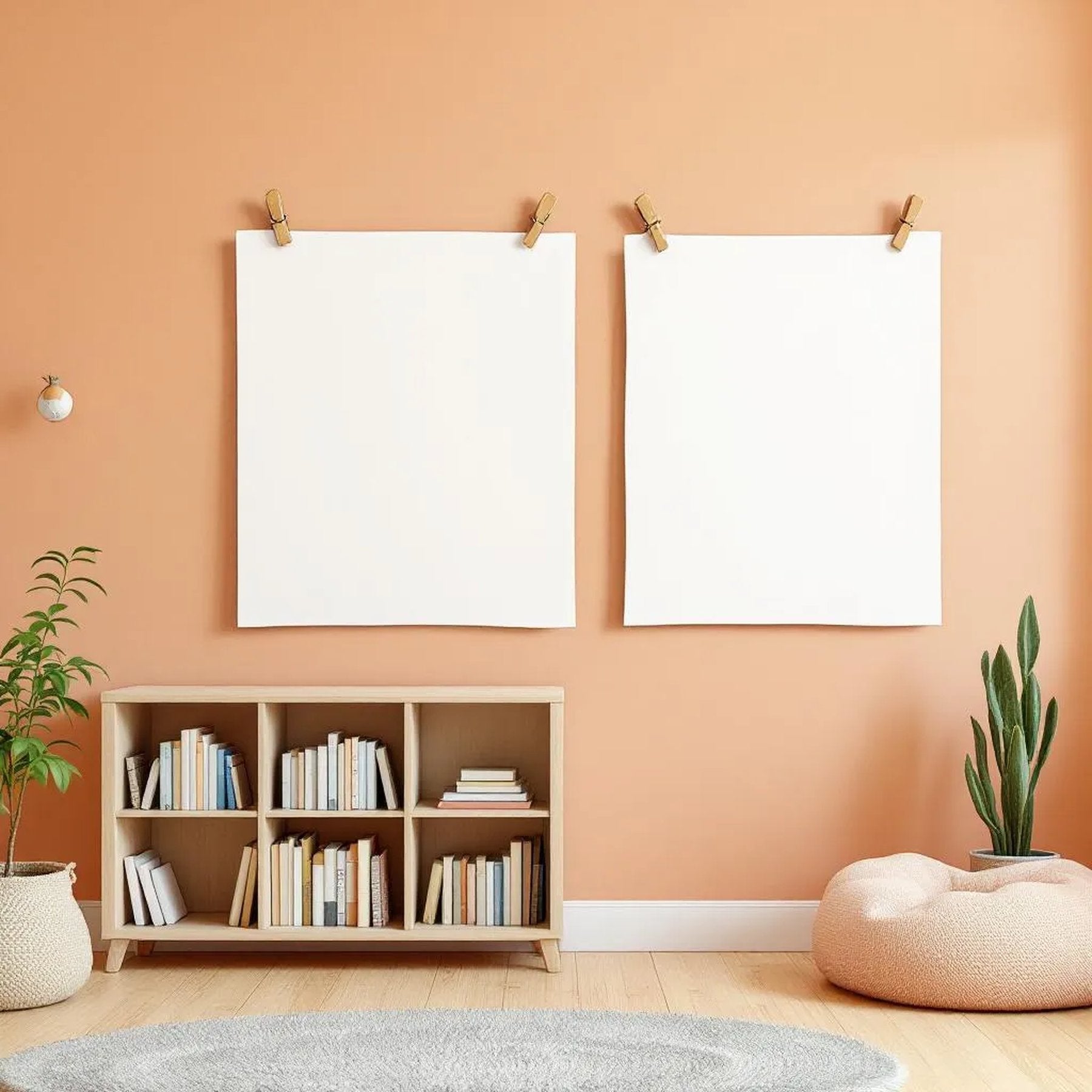 Kids Room Frame Display Mockup — Plain Square Frame Portrait 2:3 — Perspective View — #03227 | MockupBulk