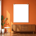 Mid-Century Modern Frame Display Mockup — Plain Square Frame Portrait 4:5 — Perspective View — #03384 | MockupBulk