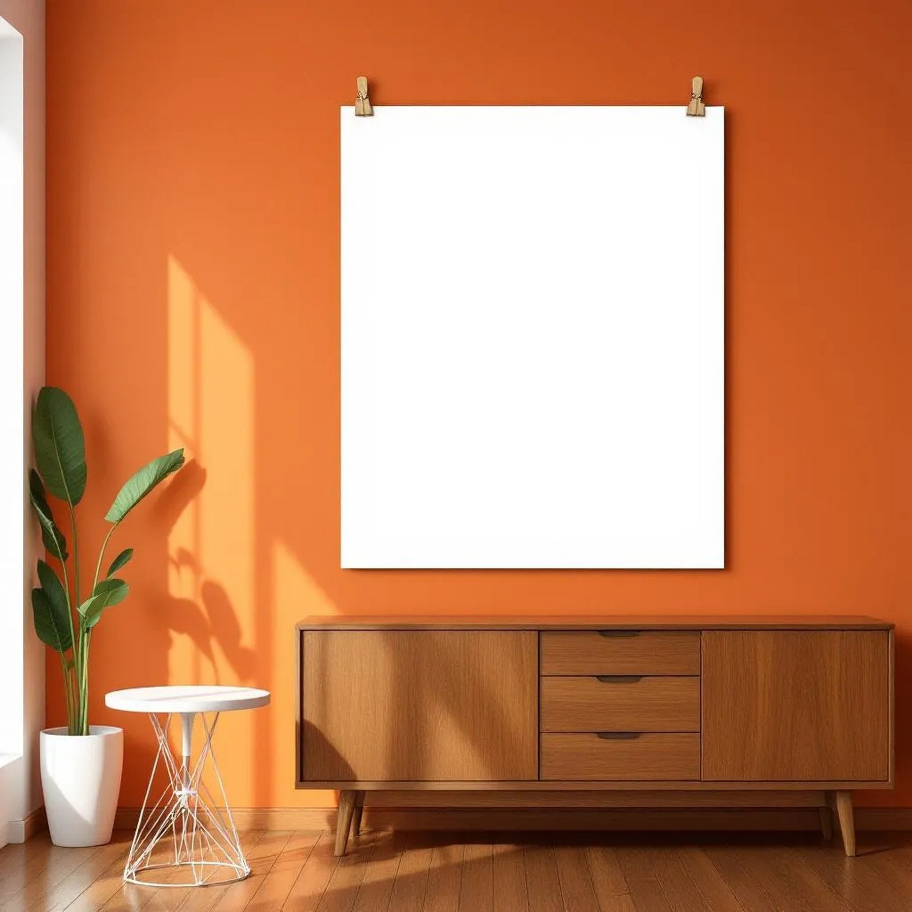 Mid-Century Modern Frame Display Mockup — Plain Square Frame Portrait 4:5 — Perspective View — #03384 | MockupBulk