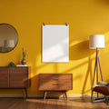 Mid-Century Modern Frame Display Mockup — Plain Square Frame Portrait 5:7 — Perspective View — #03385 | MockupBulk
