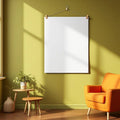 Mid-Century Modern Frame Display Mockup — Plain Square Frame Landscape 11x14 — Perspective View — #03386 | MockupBulk