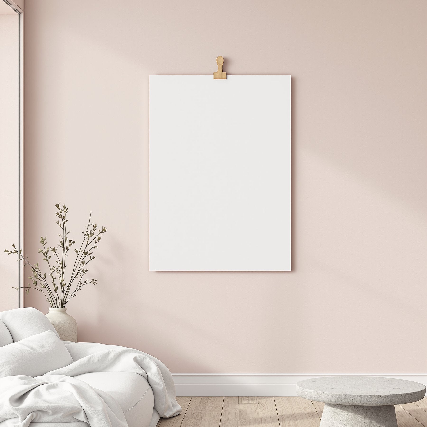 Minimalist White A3 Clipped Poster Mockup | Blank Template #00387 | A3 Mockup Template | High-Res JPG Download | bulkmockup | MockupBulk