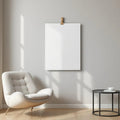 Minimalist White Premium Interior Mockup — Plain Square Frame Portrait 2:3 — Perspective View — #03344 | MockupBulk