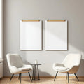 Minimalist White Premium Interior Mockup — Plain Square Frame A-Series (A4 / A3) — Perspective View — #03347 | MockupBulk