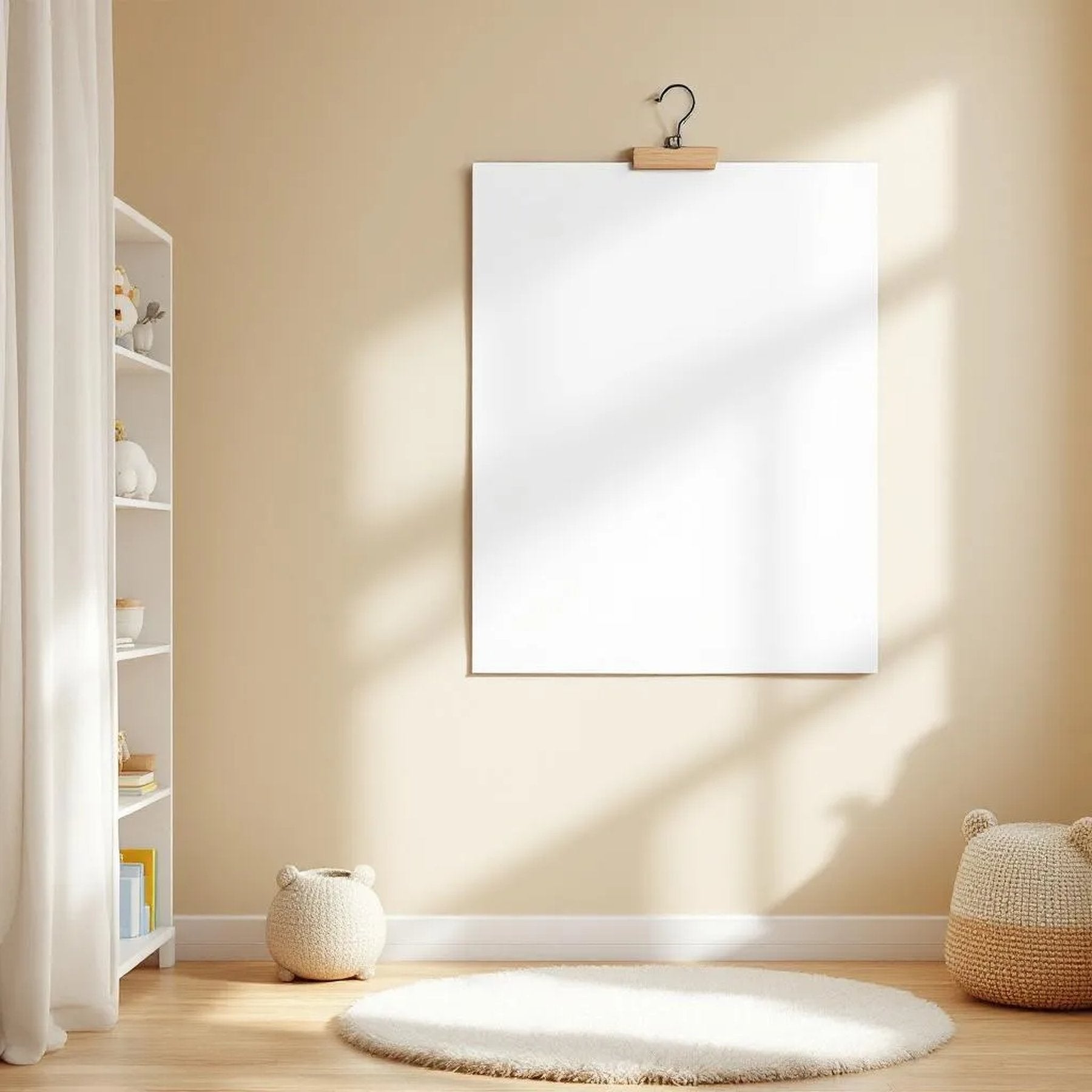 Nursery Wall Art Mockup — Plain Square Frame Portrait 2:3 — Perspective View — #03206 | MockupBulk