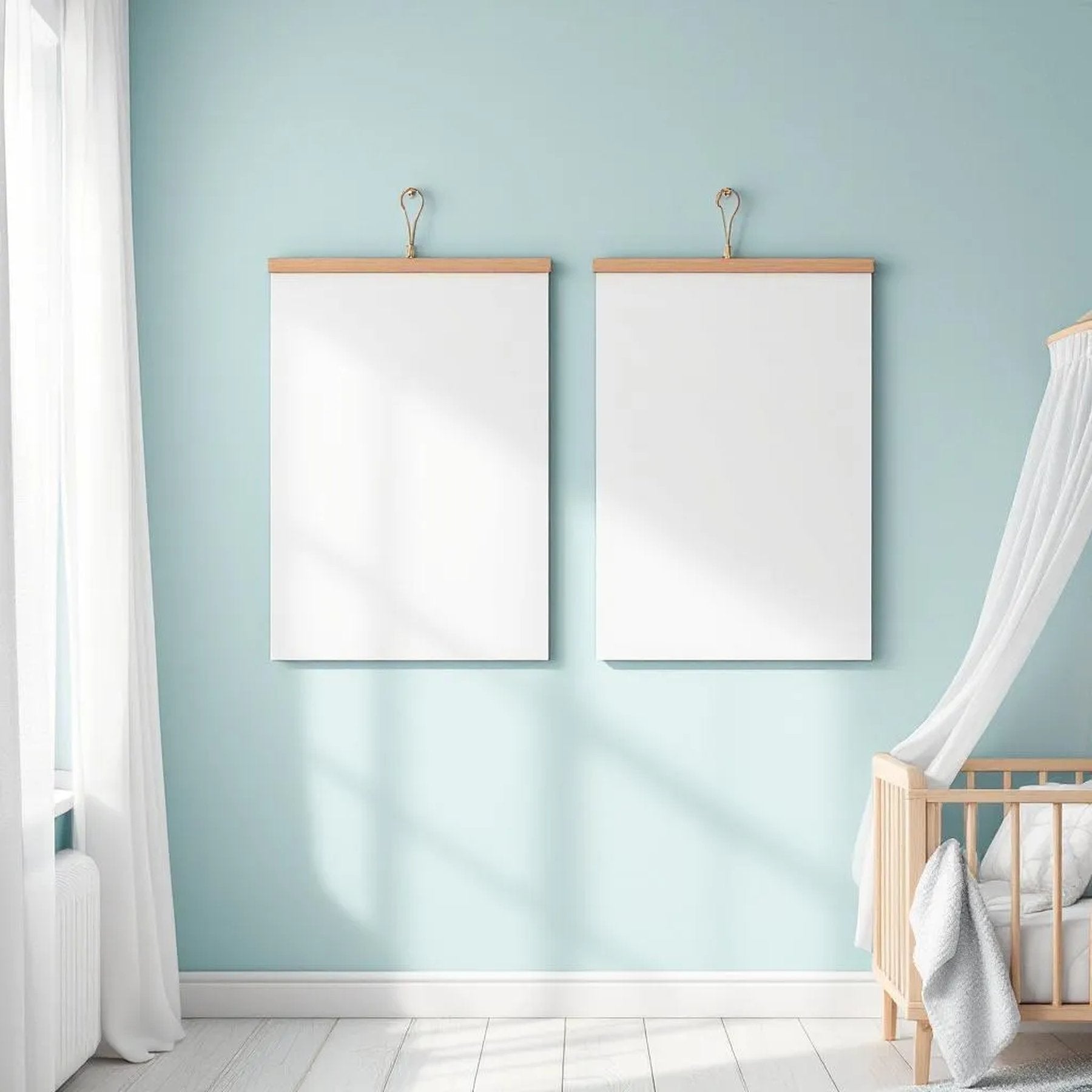 Nursery Wall Art Mockup — Plain Square Frame Portrait 2:3 — Perspective View — #03207 | MockupBulk