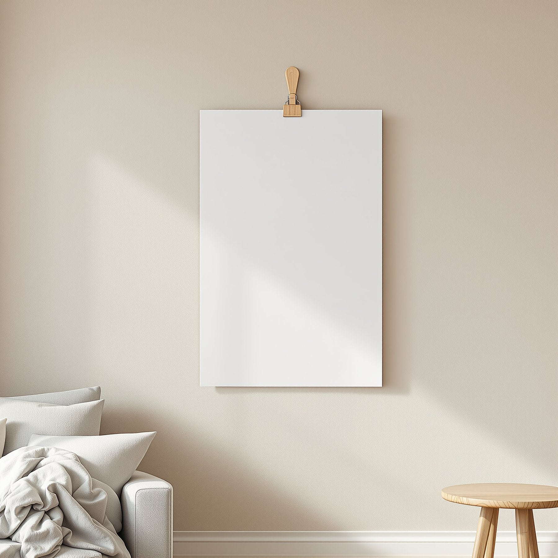 Scandinavian A3 Clipped Poster Mockup — Blank Template #00367 — High-Res A3 Mockup | bulkmockup Download | Commercial Use | MockupBulk