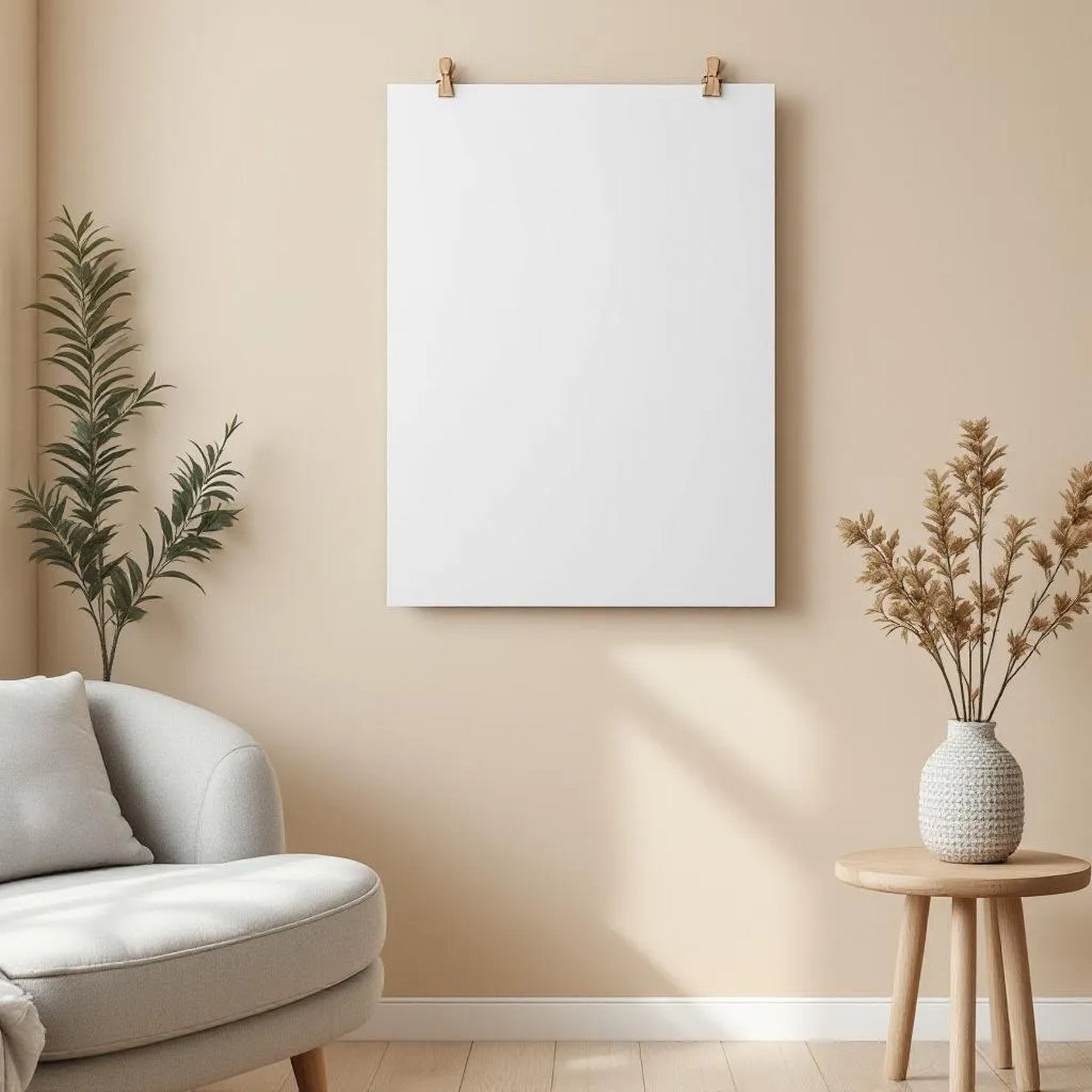Scandinavian Professional Frame Mockup — Plain Square Frame Portrait 2:3 — Perspective View — #03244 | MockupBulk