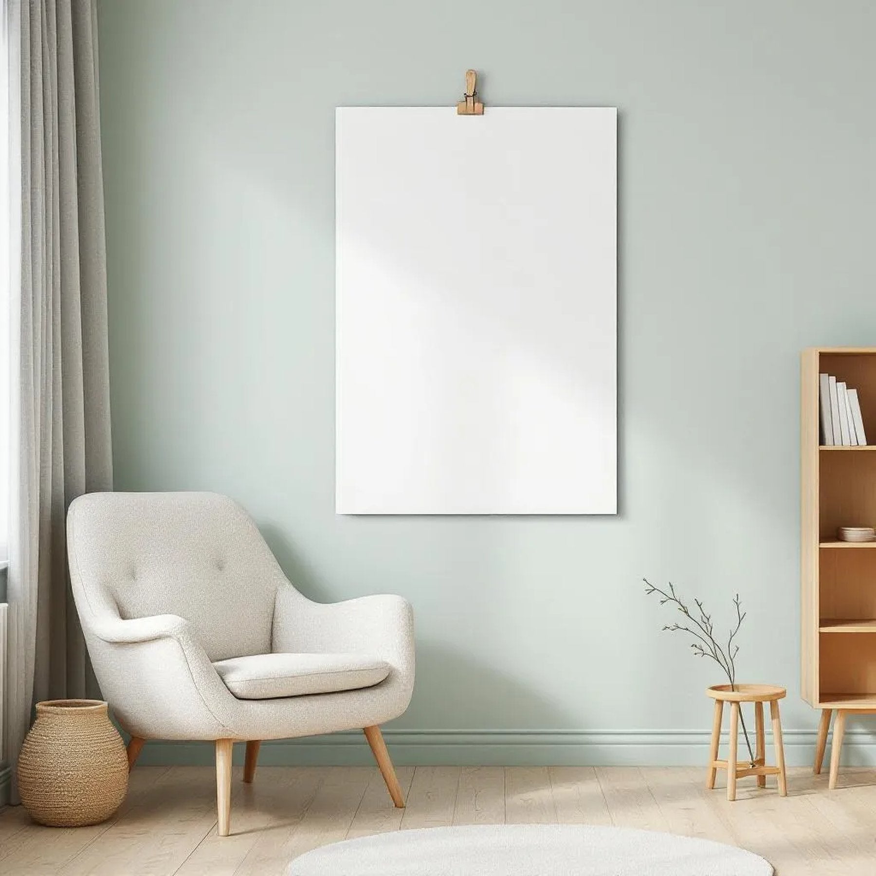 Scandinavian Styled Room Mockup — Plain Square Frame Portrait 2:3 — Perspective View — #03245 | MockupBulk