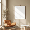 Scandinavian Interior Frame Mockup — Plain Square Frame Portrait 2:3 — Perspective View — #03246 | MockupBulk
