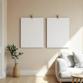Scandinavian Premium Interior Mockup — Plain Square Frame Landscape 3:4 — Perspective View — #03247 | MockupBulk