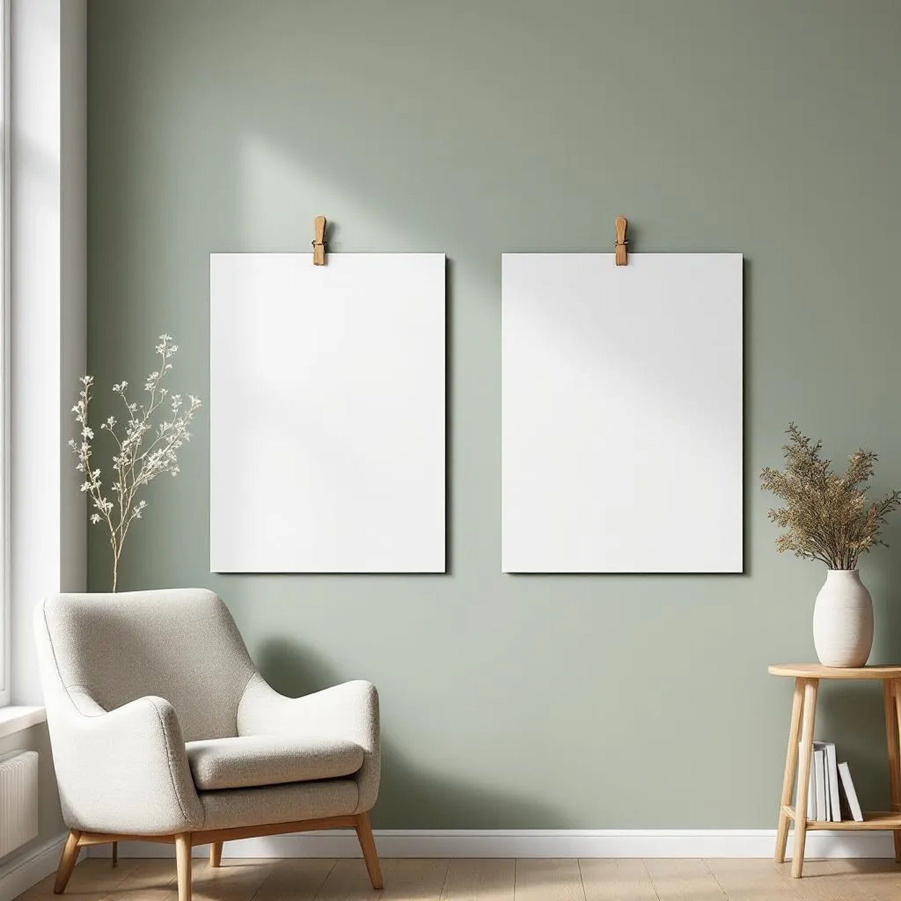 Scandinavian Premium Interior Mockup — Plain Square Frame Portrait 2:3 — Perspective View — #03248 | MockupBulk