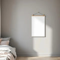 White Bedroom Room Scene Mockup — Plain Square Frame Portrait 2:3 — Perspective View — #03294 | MockupBulk