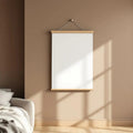 White Bedroom Frame Display Mockup — Plain Square Frame Landscape 11x14 — Perspective View — #03295 | MockupBulk