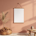 Boho Living Room A3 Poster Hanger Mockup — Blank Template #00381 — High-Res A3 Mockup | bulkmockup Download | Commercial Use | MockupBulk