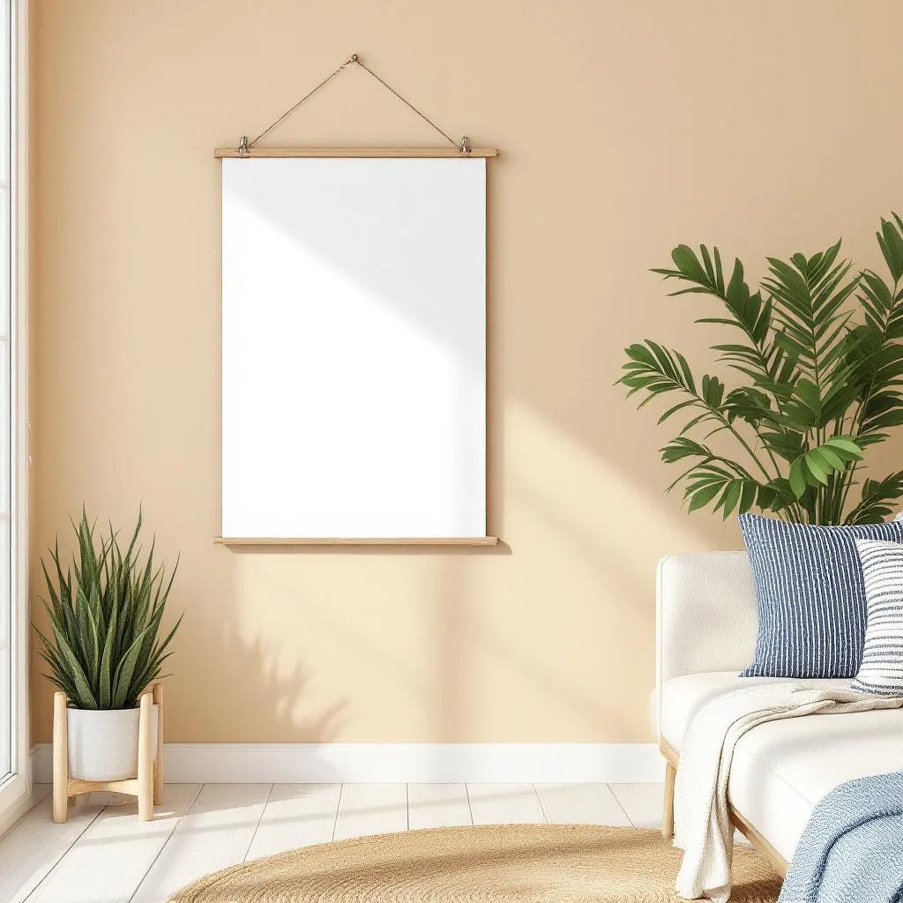 Coastal Wall Art Mockup — Plain Square Frame Portrait 2:3 — Perspective View — #03375 | MockupBulk