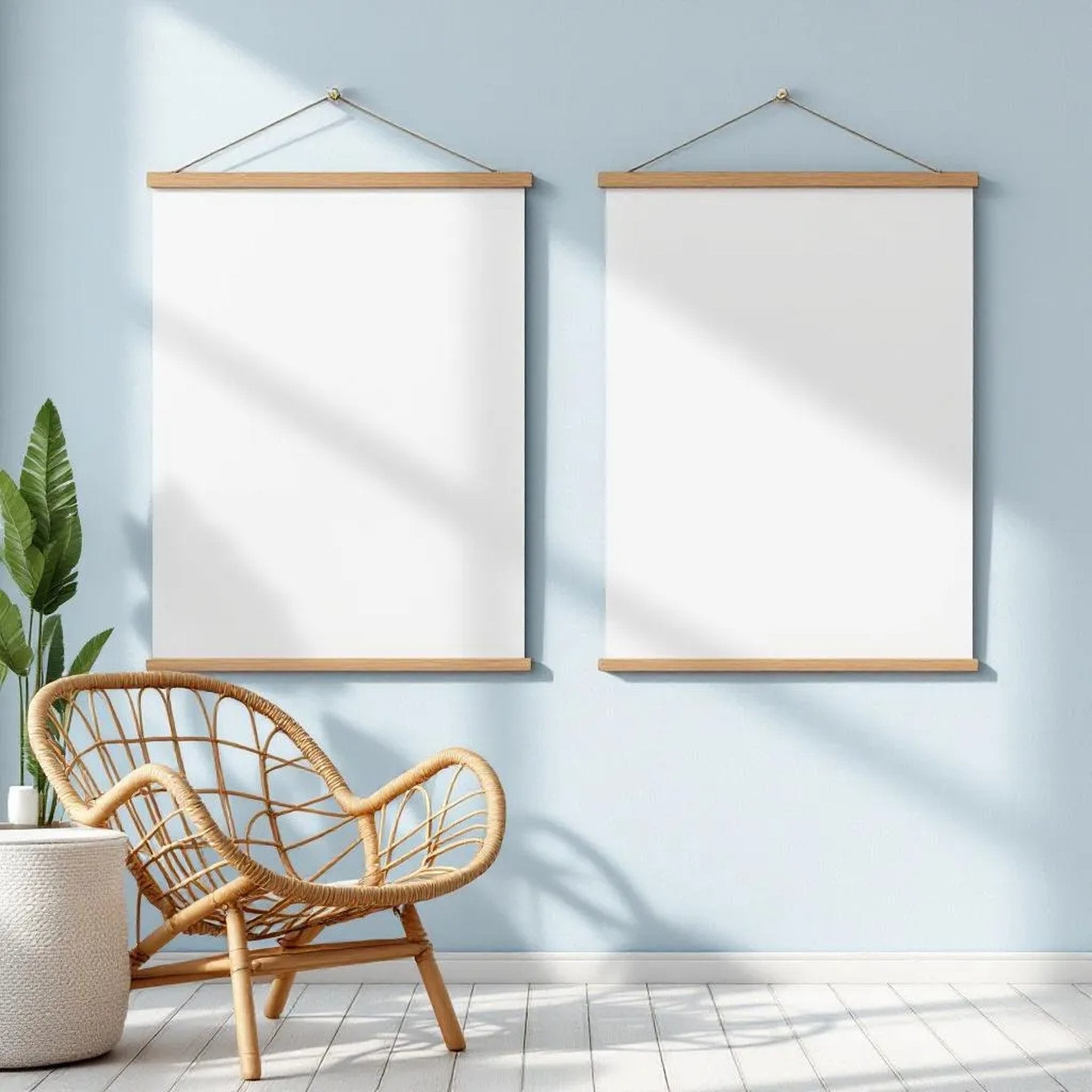 Coastal Premium Interior Mockup — Plain Square Frame Portrait 2:3 — Perspective View — #03377 | MockupBulk