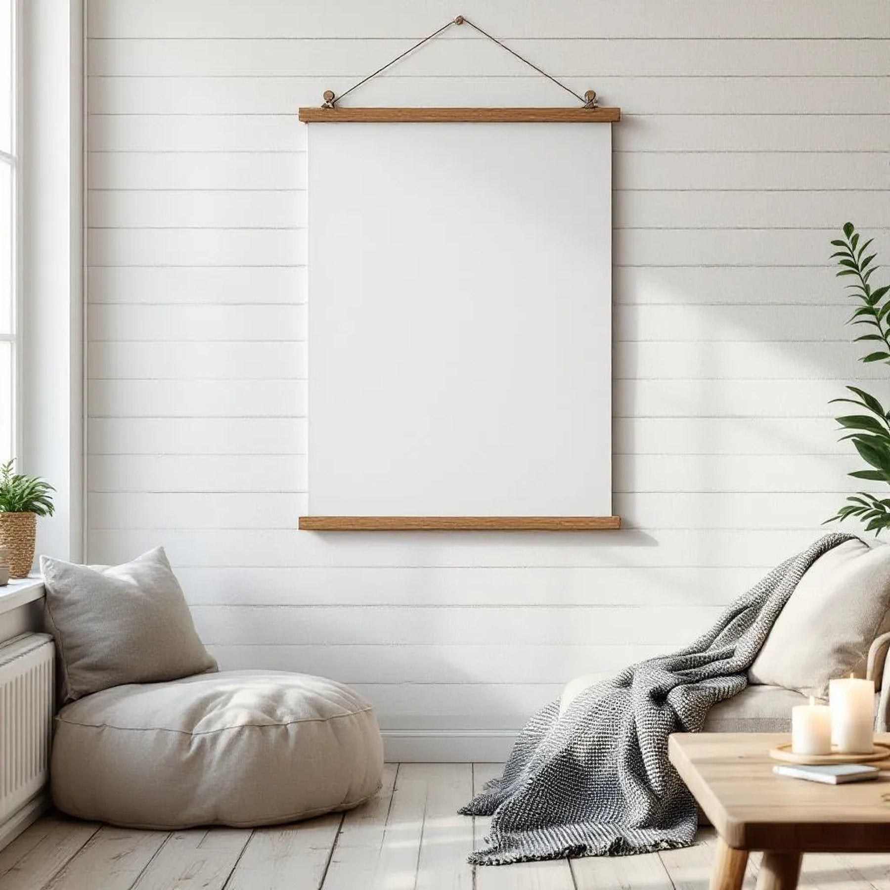 Farmhouse Editorial Room Mockup — Plain Square Frame Square 1:1 — Perspective View — #03334 | MockupBulk